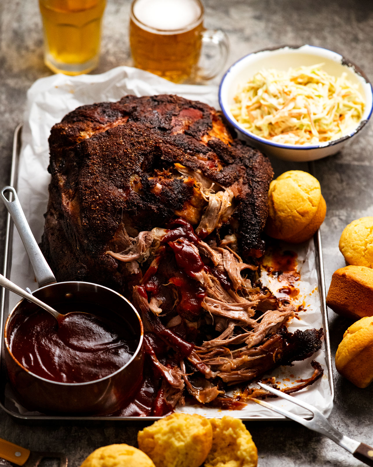 My best pulled pork with a side of Coleslaw and beer to wash it down