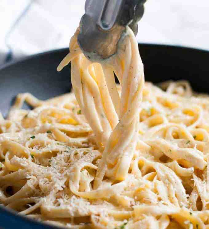 Closeup of Fettuccine Alfredo