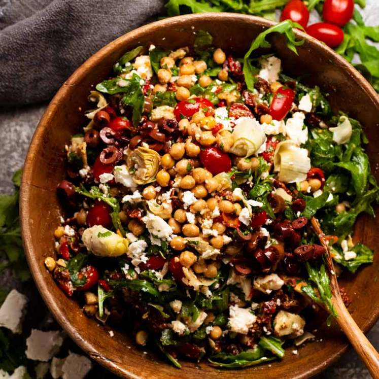 Bowl of Antipasto chickpea salad