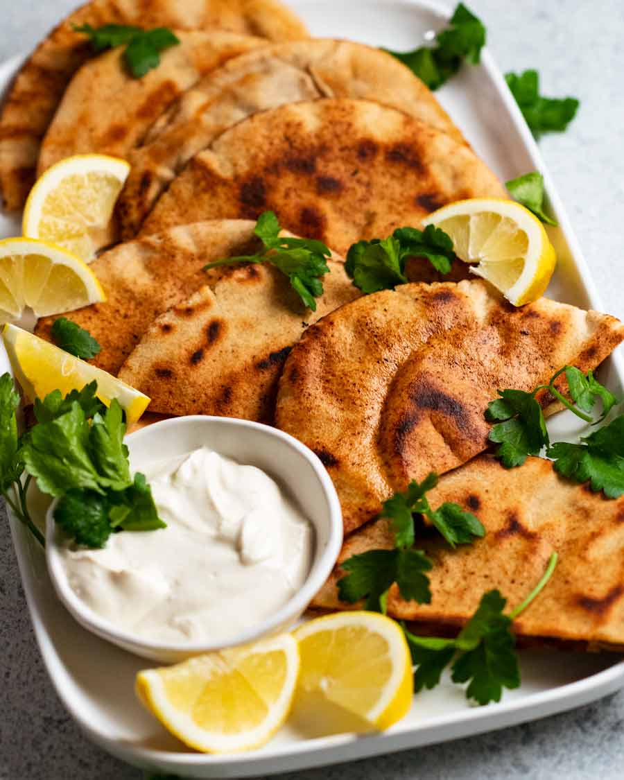 Platter of Arayes - Lebanese Meat Stuffed Crispy Pita