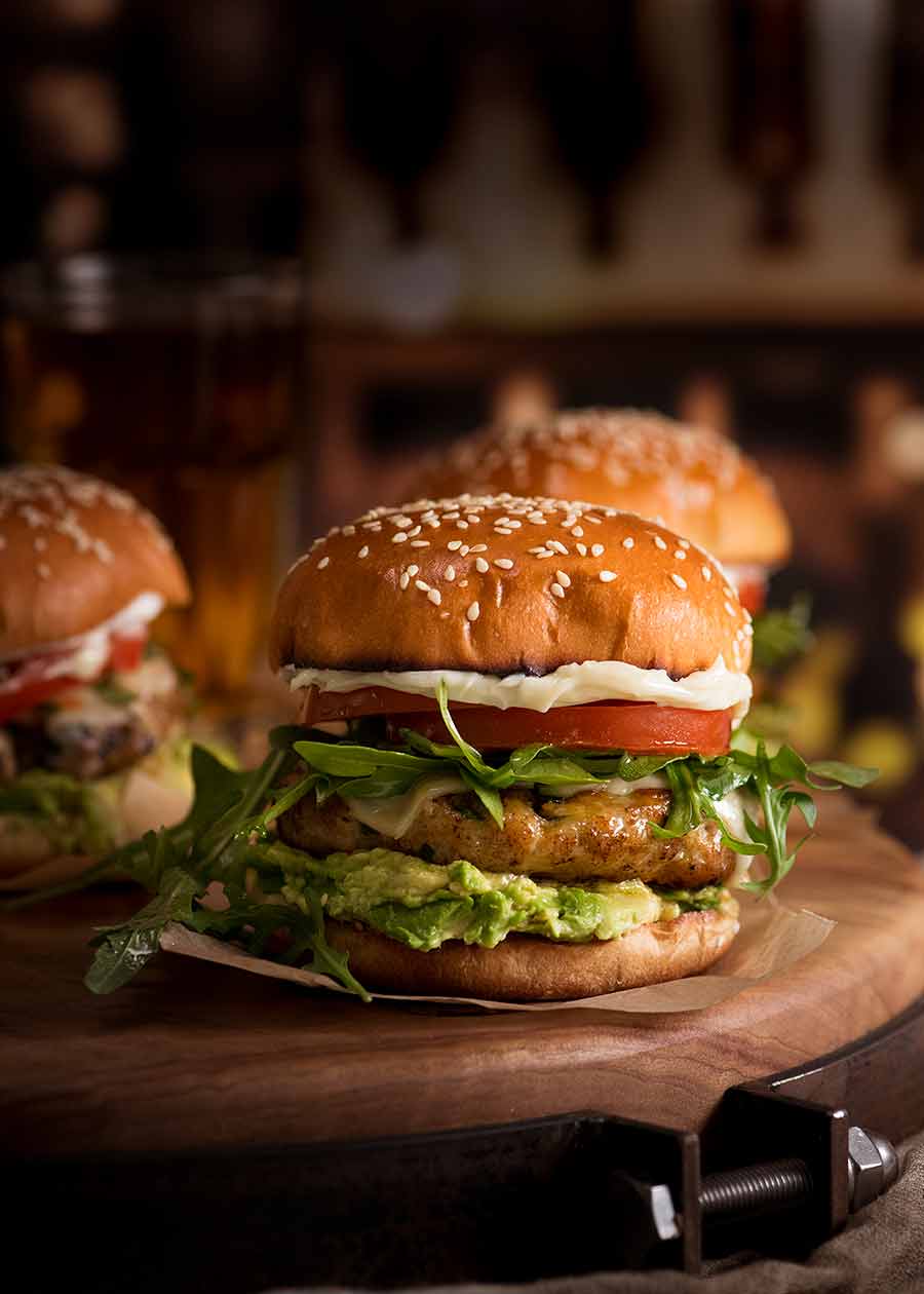 Platter of Avocado Chicken Burgers