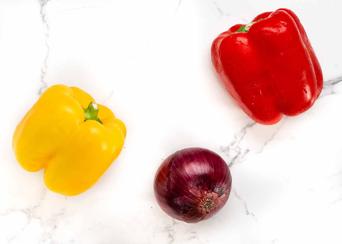 Baked lamb kofta meatballs and vegetables ingredients