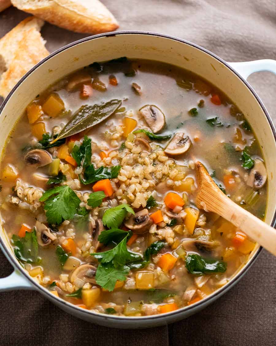 Big pot of Barley Soup fresh off the stove