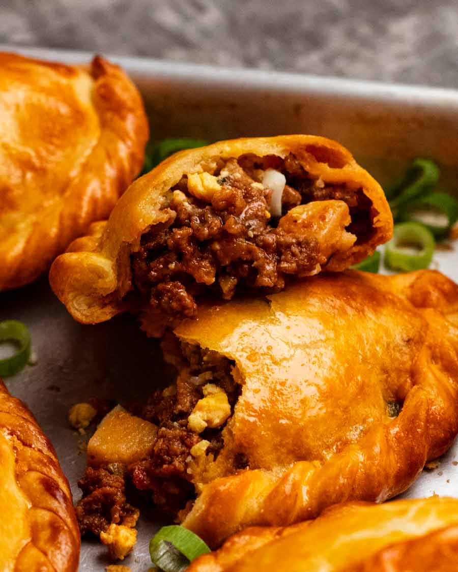 Close up of inside of Beef empanadas