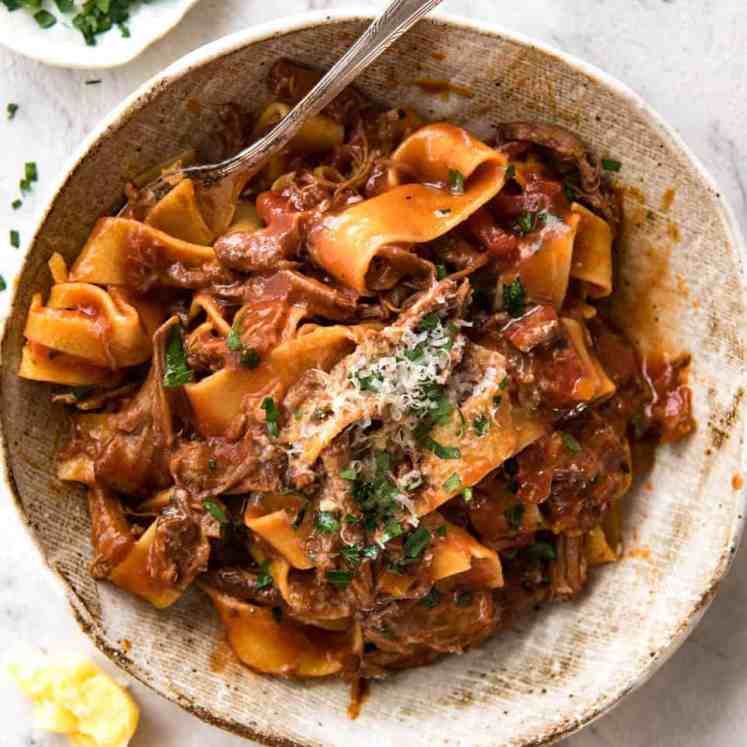 Rich, slow cooked Shredded Beef Ragu Sauce with pappardelle pasta. Stunning Italian comfort food at its best. recipetineats.com