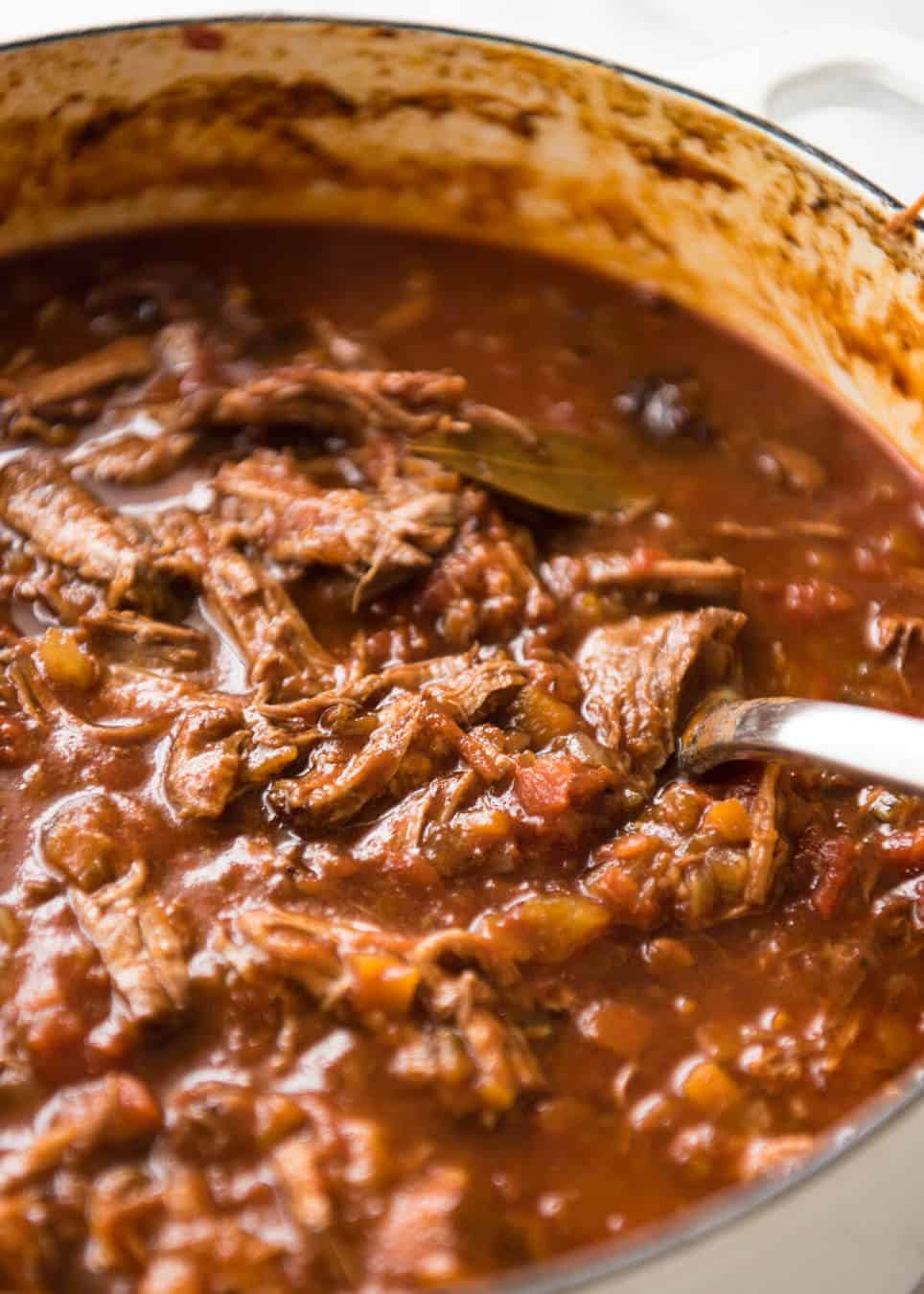 Rich, slow cooked Shredded Beef Ragu Sauce with pappardelle pasta. Stunning Italian comfort food at its best. recipetineats.com