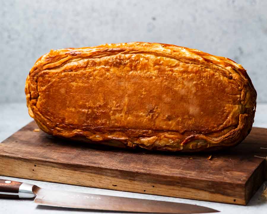 Crispy base of Beef Wellington recipe from RecipeTin Eats "Dinner" cookbook by Nagi Maehashi