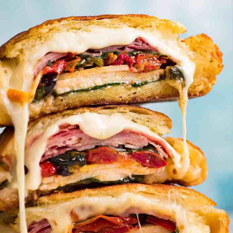 Close up of a stack of Bread Bowl Sandwiches