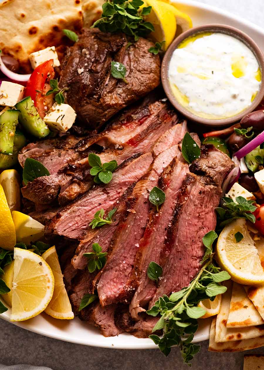 Greek Butterflied Lamb Leg platter