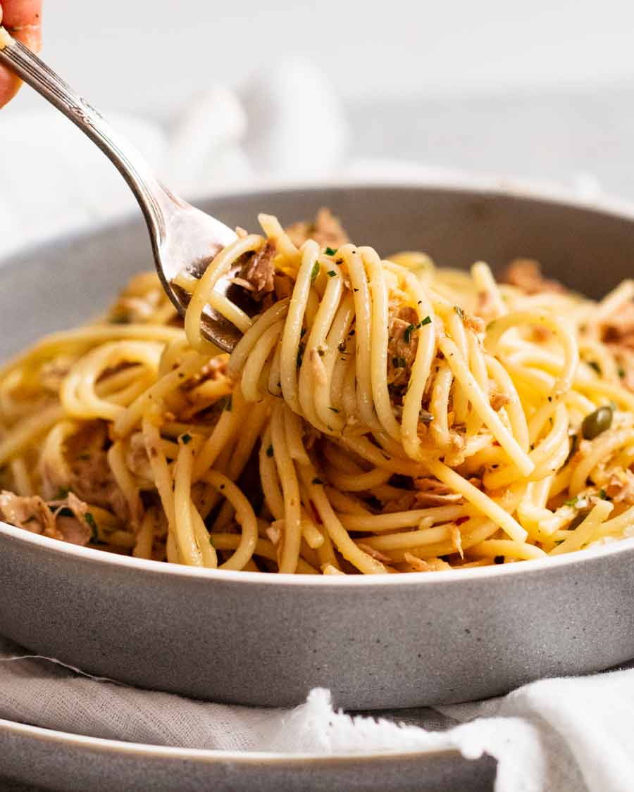 Fork twirling Canned tuna pasta