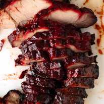 Overhead photo of slices of Char Siu Pork - Chinese BBQ Pork