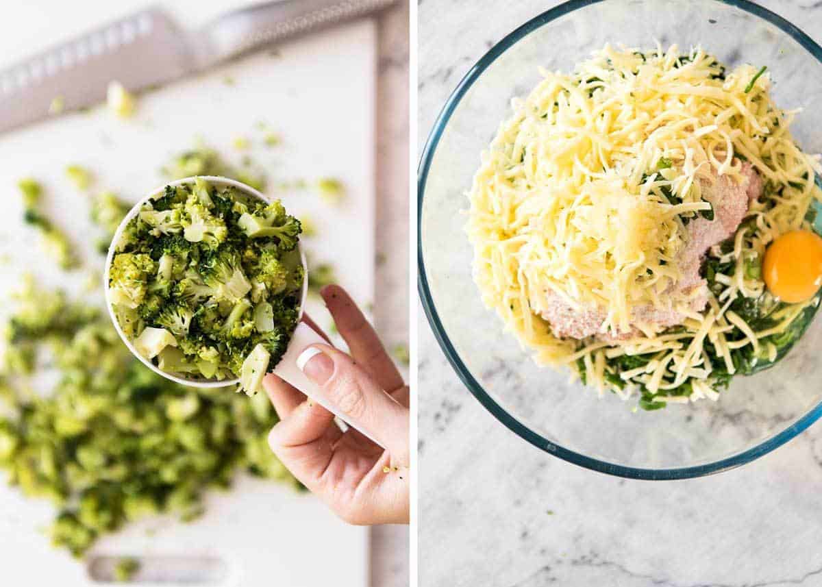 Golden and crispy on the outside, juicy and cheesy on the inside - BAKED Cheesy Broccoli Chicken Patties. recipetineats.com