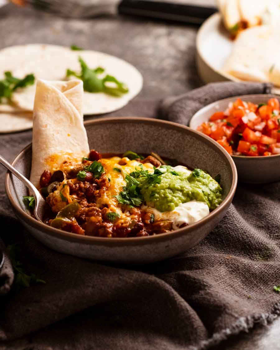 Cheesy Mexican beef and bean casserole dinner