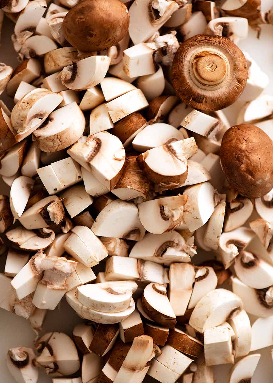 Mushrooms chopped for Mushroom Soup