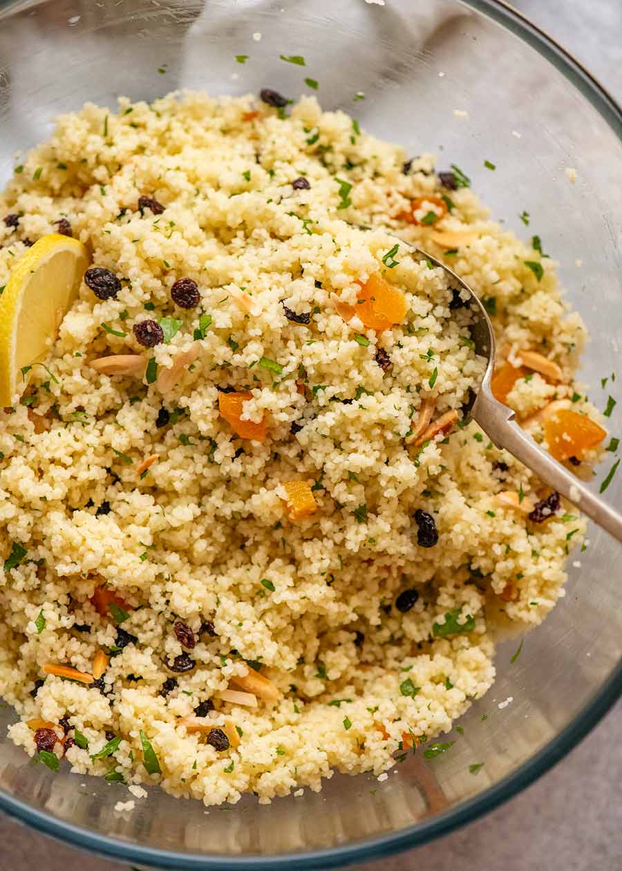 Bowl of Couscous with fruit and nuts