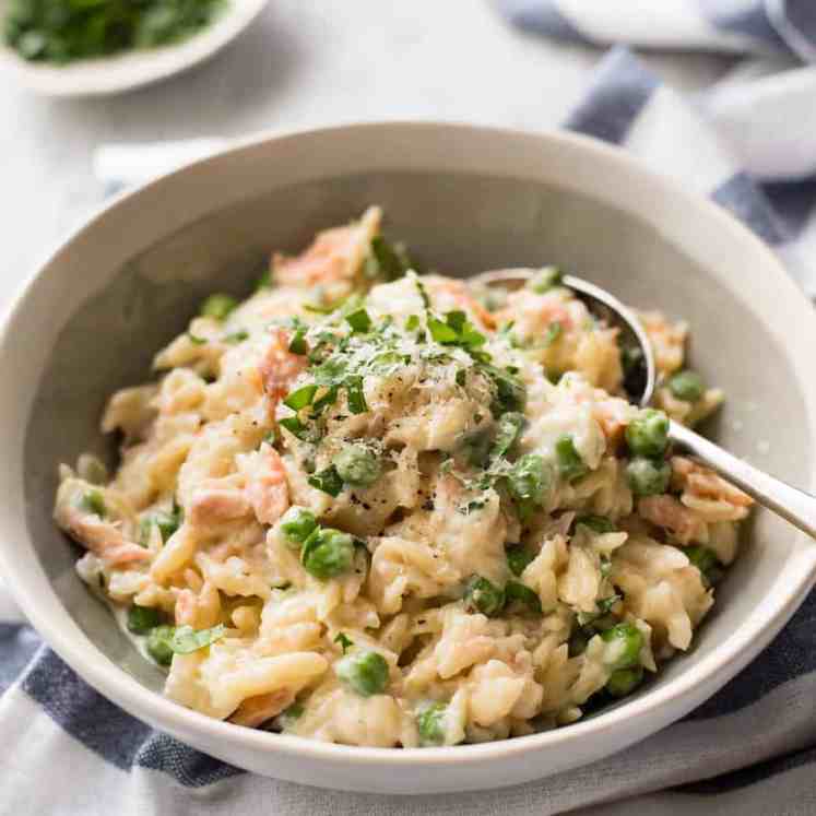 Creamy Salmon Risoni / Orzo - Made from scratch, and on the table in just 15 minutes!