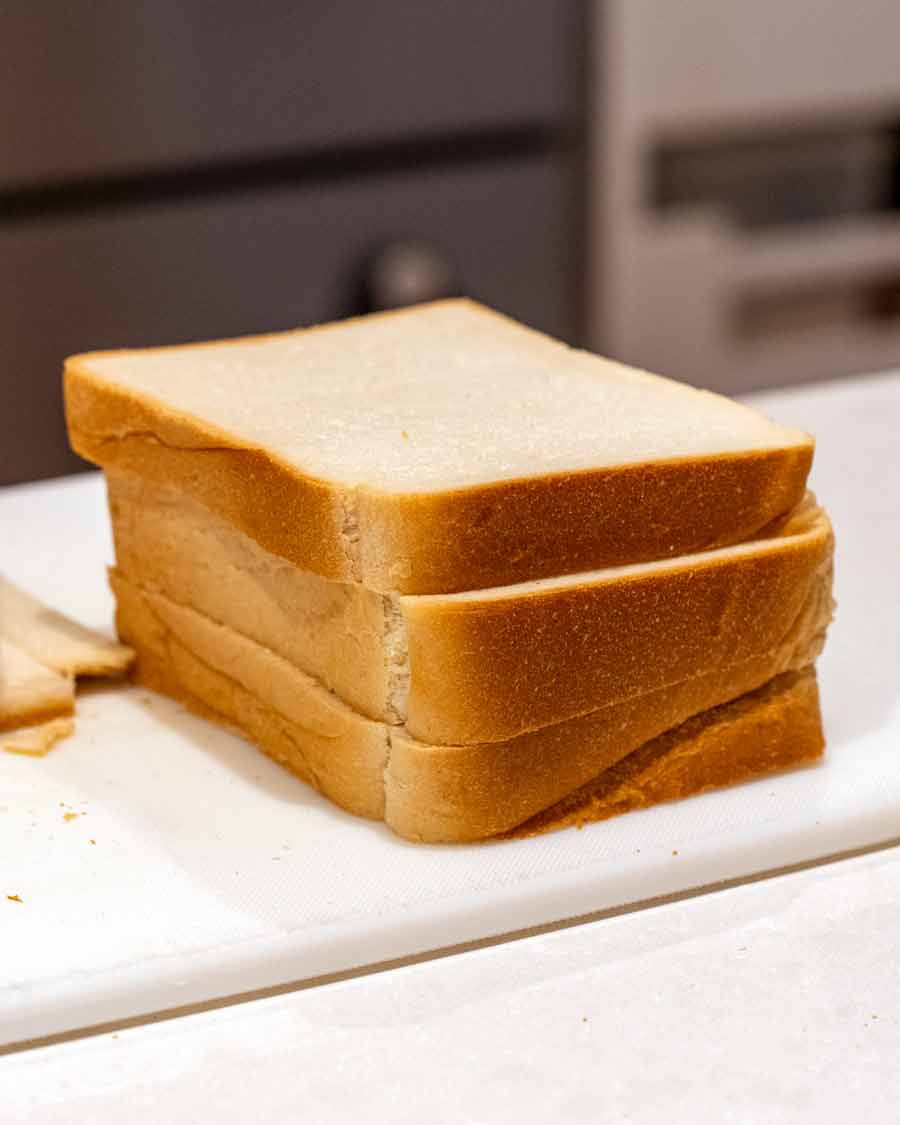 Stack of bread ready to make Homemade croutons