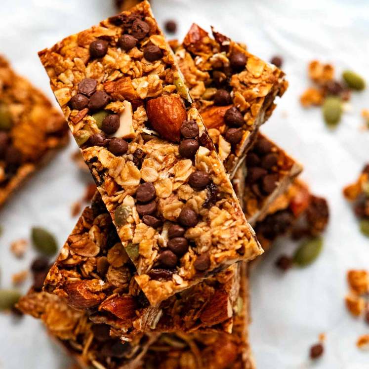 Stack of Crunchy muesli bars