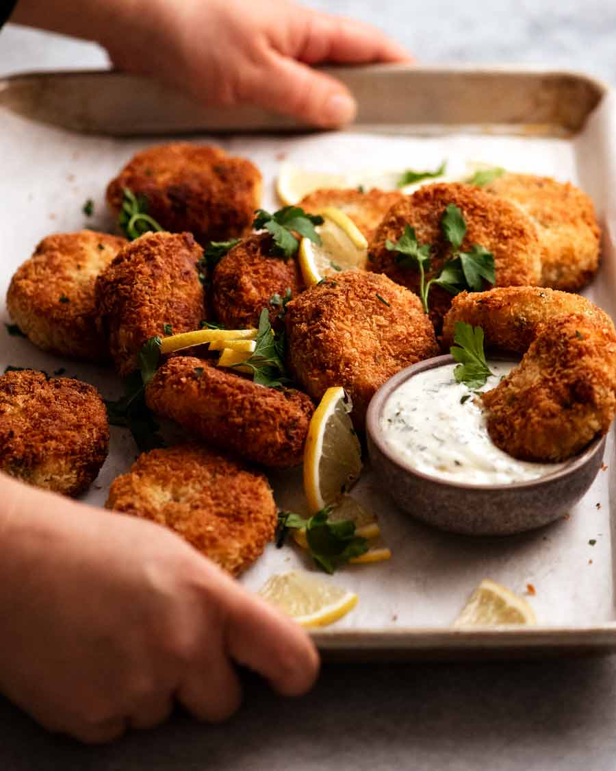 Platter of freshly cooked Fish cakes