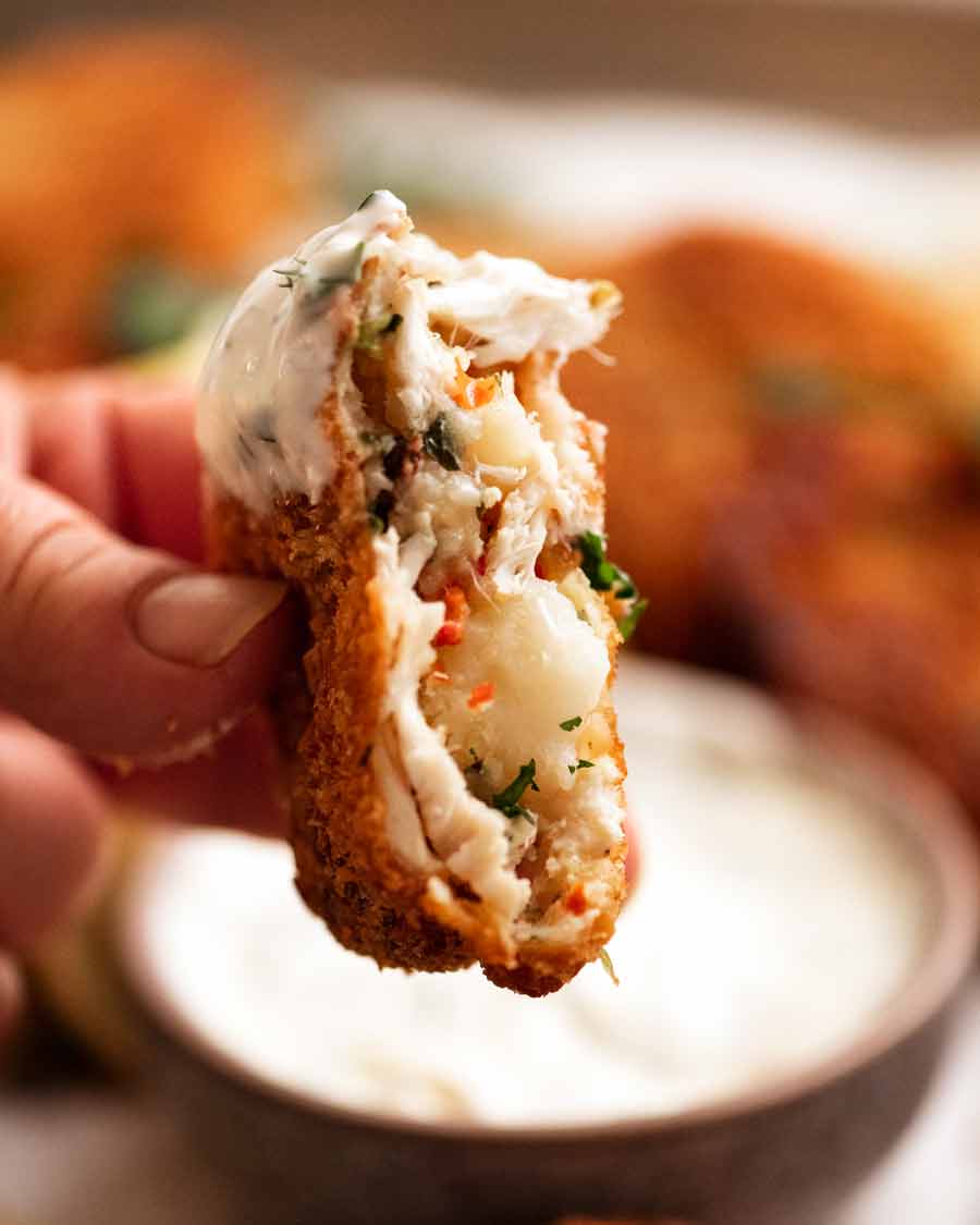 Showing the inside of Fish cakes