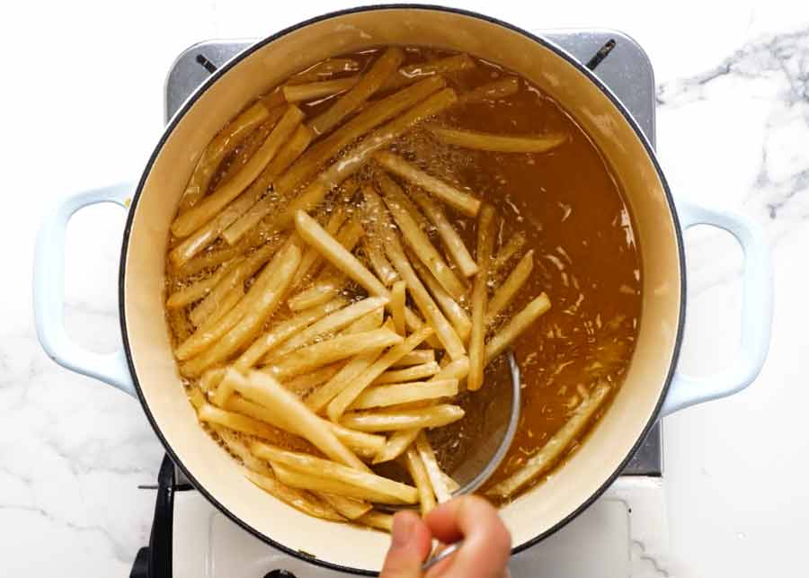 Frying French fries