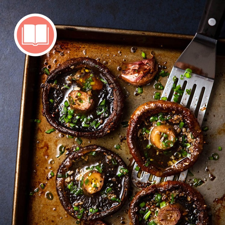 Garlic roasted mushrooms from RecipeTin Eats "Dinner" cookbook by Nagi Maehashi