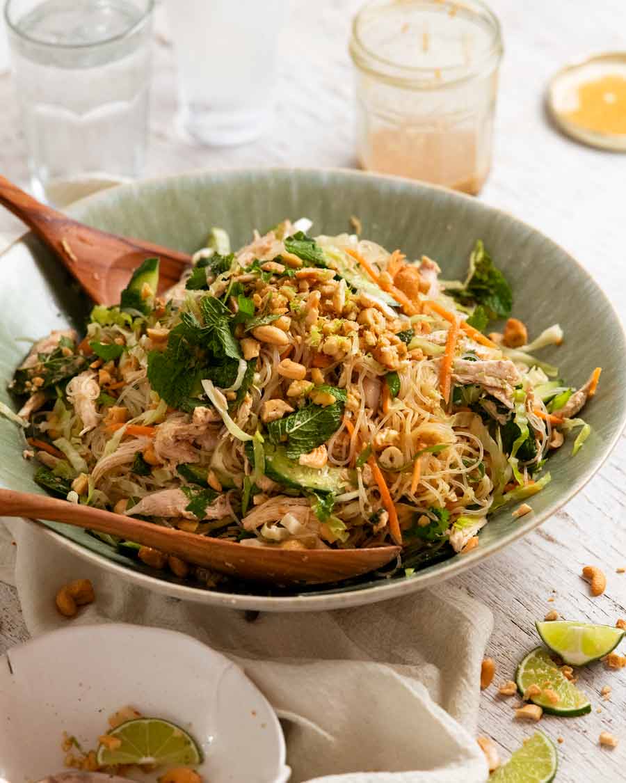 Large bowl of Glass noodle salad ready to be served