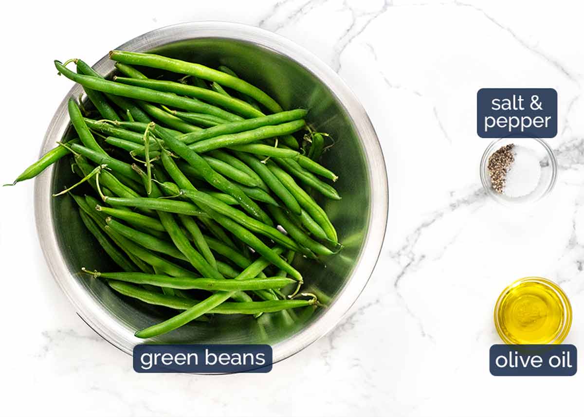 Ingredients in Green beans with a mountain of panko