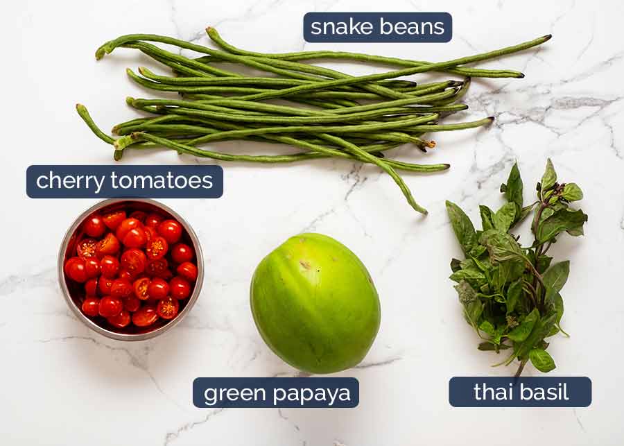 Ingredients in Green Papaya Salad (Thai)