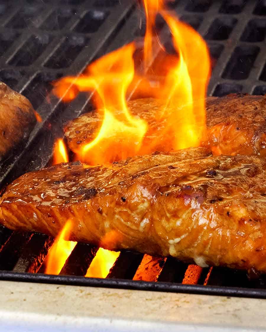 Marinated Grilled Salmon on BBQ