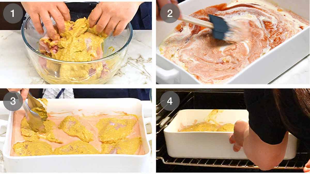 Making One-pan Baked Butter Chicken