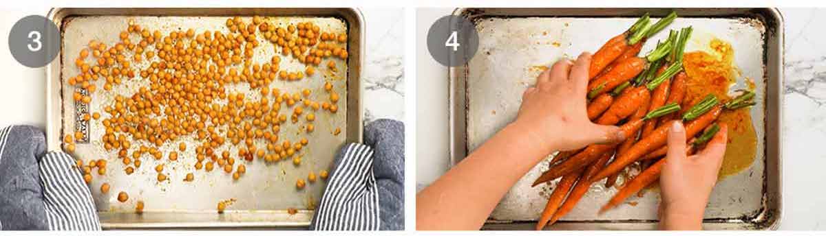 How to make Spicy maple roasted carrots with crispy chickpeas with yogurt sauce