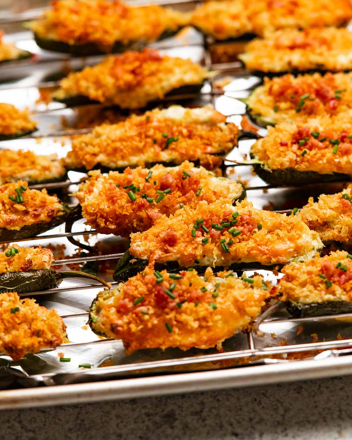 Jalapeño poppers on a tray