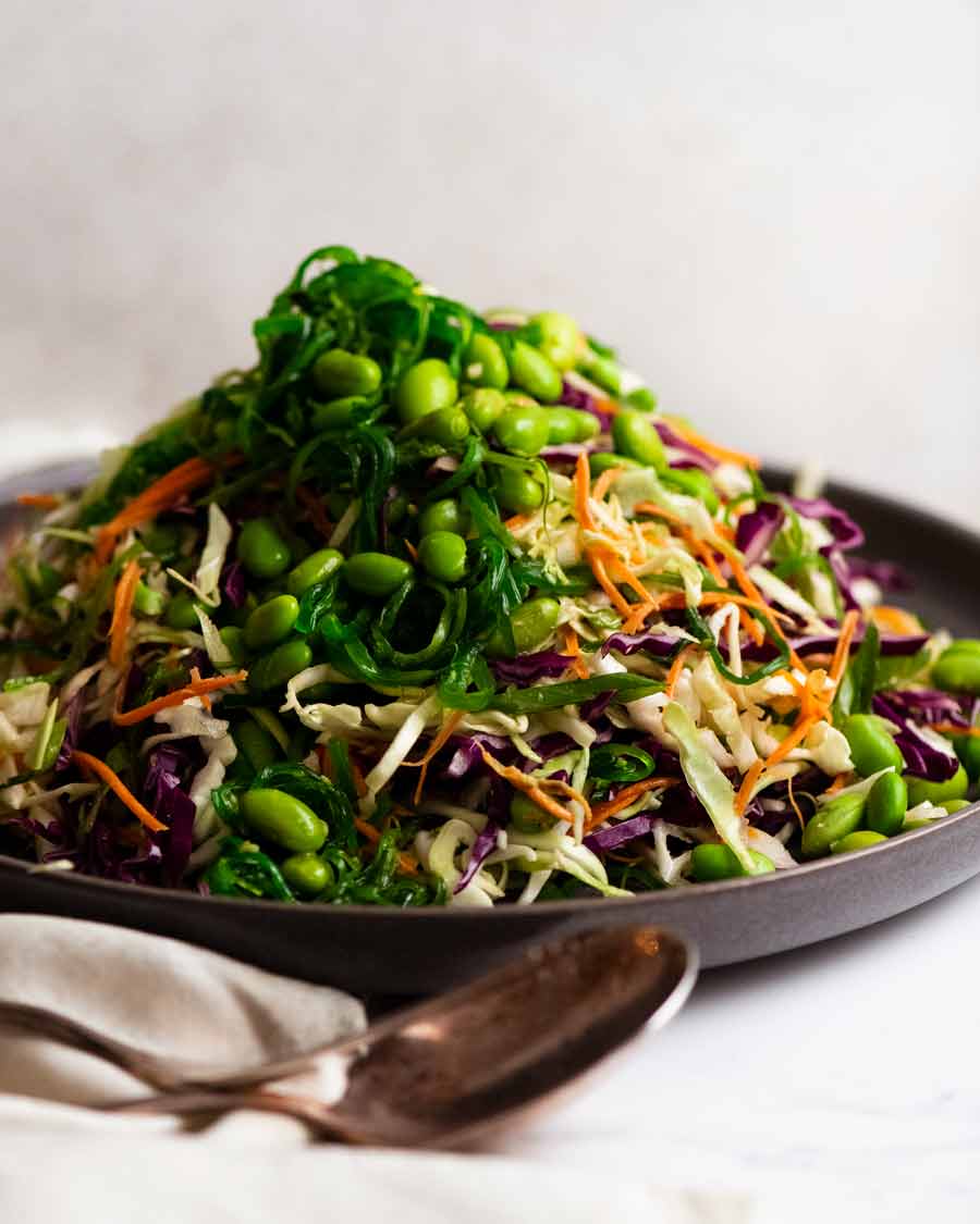 Japanese Slaw - Chargrill Charlie's Copycat piled up on a plate, ready to be eaten