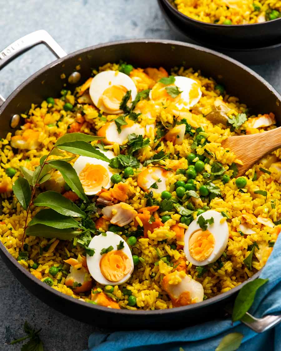 Freshly cooked Kedgeree - English fish and rice