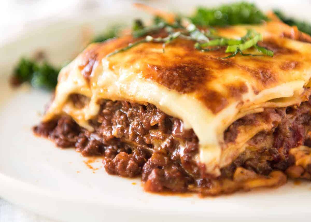 A homemade Lasagna is a thing of beauty! This is a traditional Italian Lasagna, made with a Bolognese Ragu and cheese sauce / béchamel sauce. No ricotta in sight! recipetineats.com