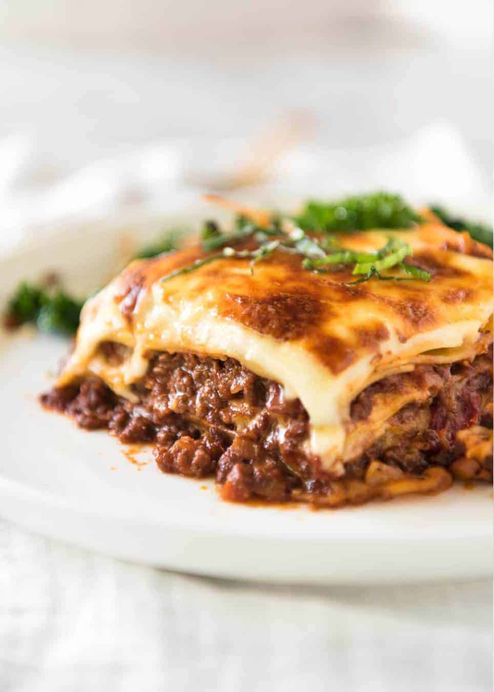 A homemade Lasagna is a thing of beauty! This is a traditional Italian Lasagna, made with a Bolognese Ragu and cheese sauce / béchamel sauce. No ricotta in sight! recipetineats.com