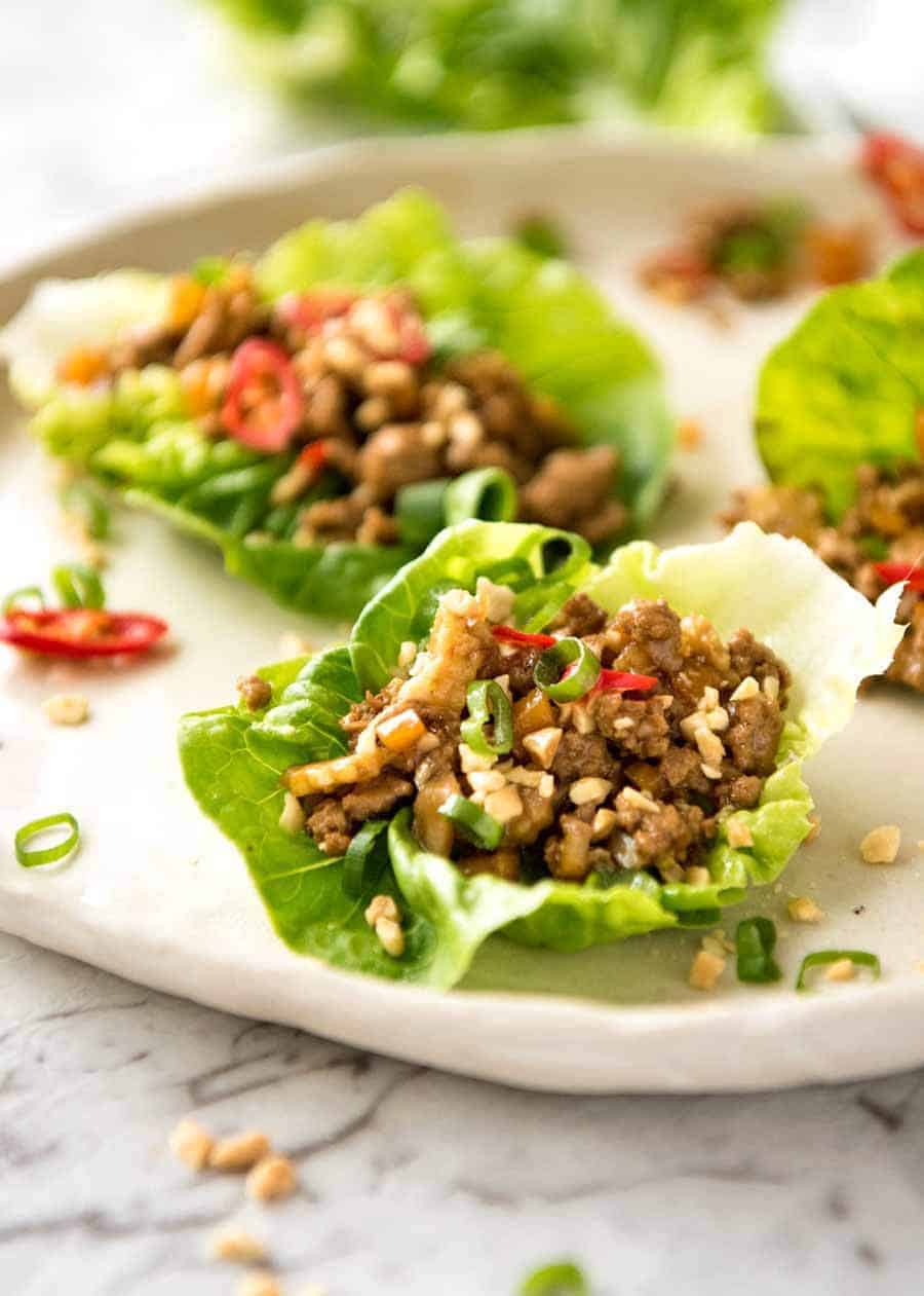 Close up of Chinese Lettuce Wraps