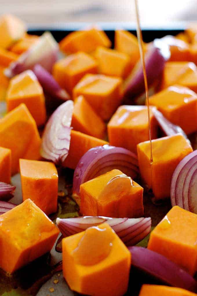 Maple Roasted Pumpkin with Chili and Feta - a dash of maple syrup creates extra caramelisation and the chili adds a great kick!