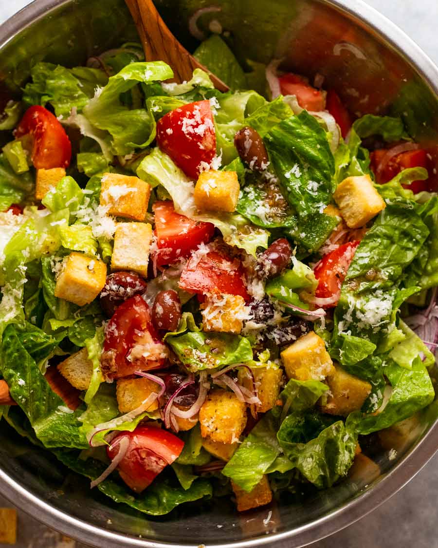 Mega Italian Salad in a bowl ready to be served