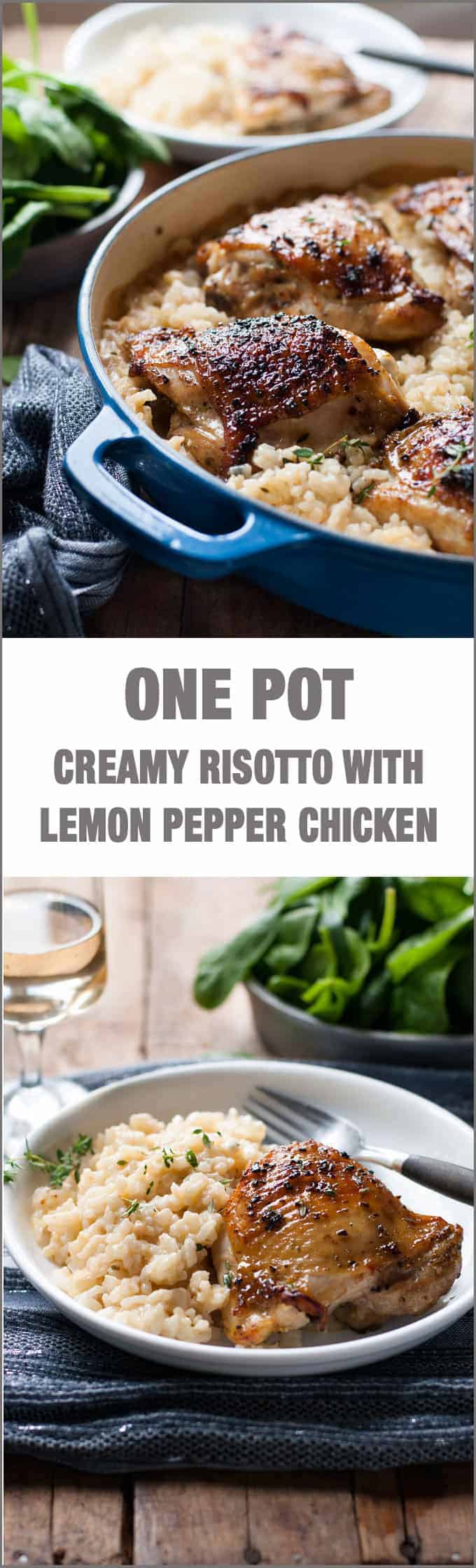 One Pot Creamy Parmesan Garlic Risotto with Lemon Pepper Chicken - fantastic midweek meal, such little effort for an incredible dish.