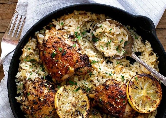 This Greek Chicken Recipe is made with an incredible lemon rice which is all made in ONE POT! recipetineats.com