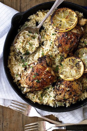 One Pot Greek Chicken and Lemon Rice