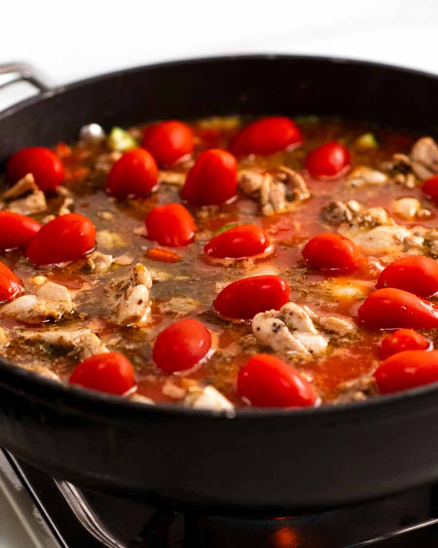 Making One Pot Greek Chicken Risoni (Orzo)