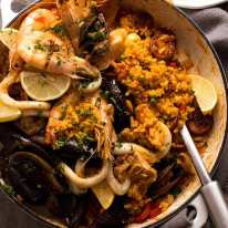 Freshly cooked Paella ready to be served