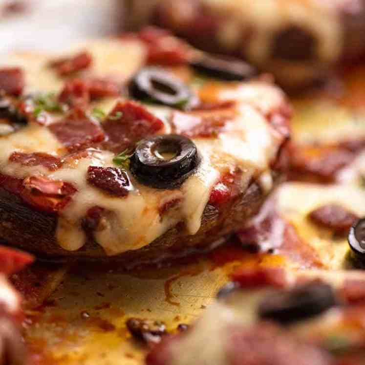 Close up photo of Pizza Stuffed Mushrooms