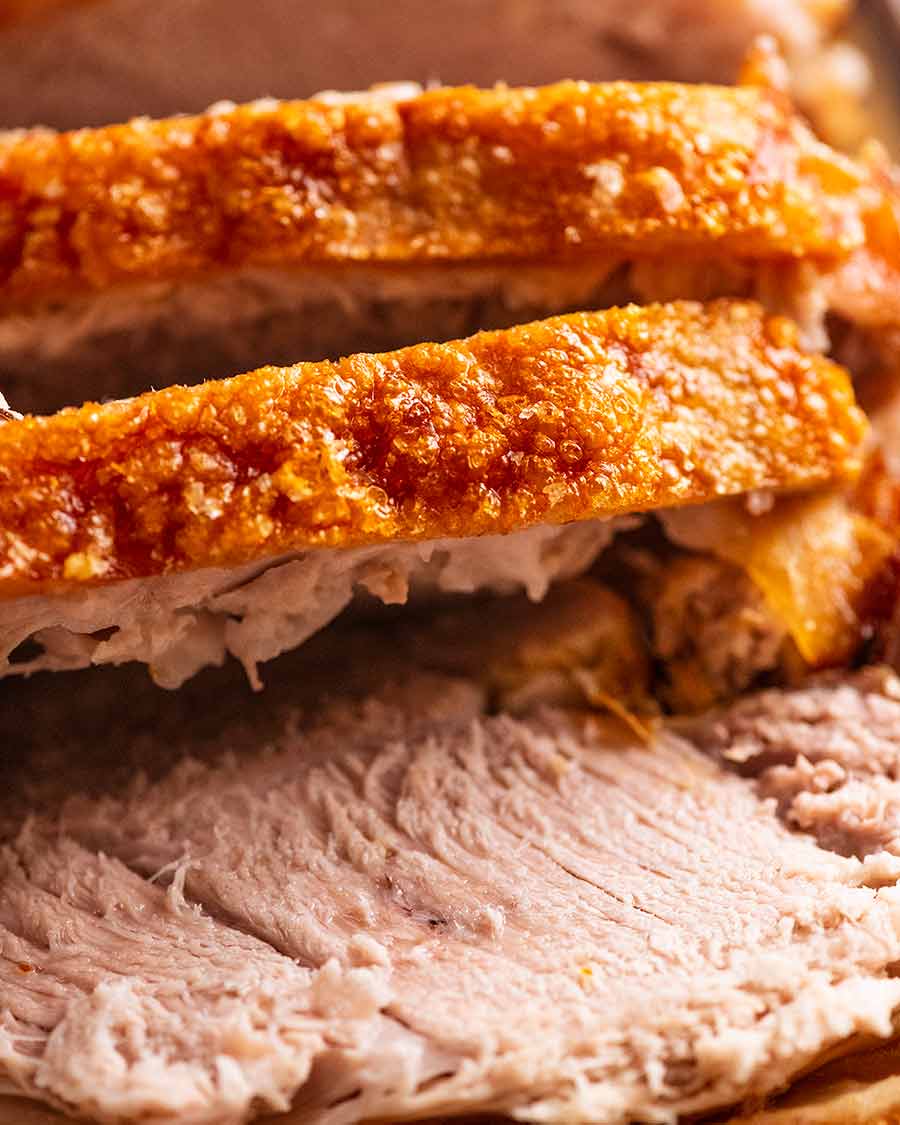 Close up of Pork Roast with Crispy Crackling