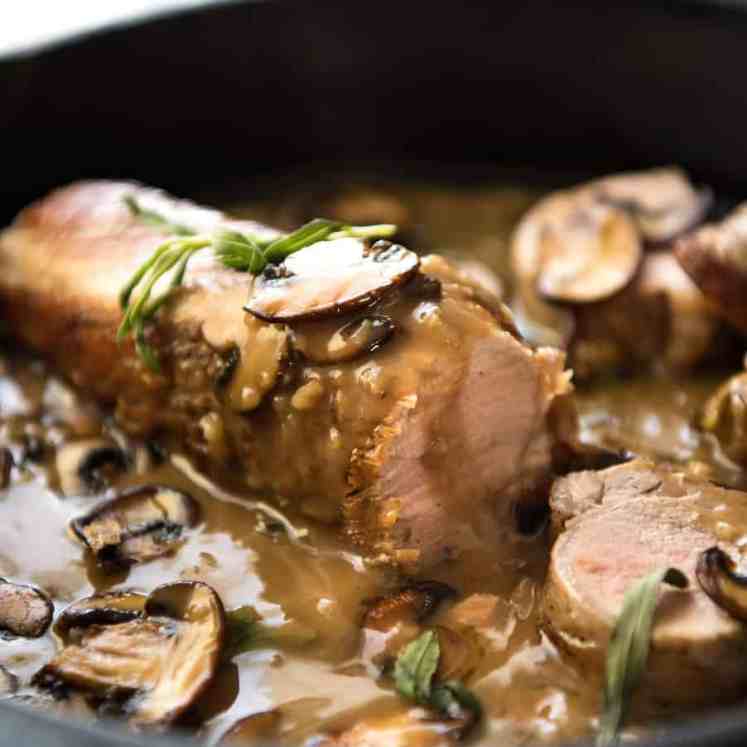 Pork Tenderloin served with a Creamy Marsala Mushroom Sauce - so easy to make, yet impressive enough for company! www.recipetineats.com