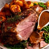 Roast lamb leg with roast potatoes