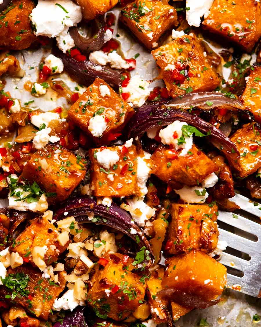 Close up of Maple Chilli Roasted Pumpkin